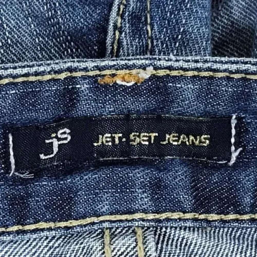 Jet Set Denim Short Shorts Blue Distressed Size 5